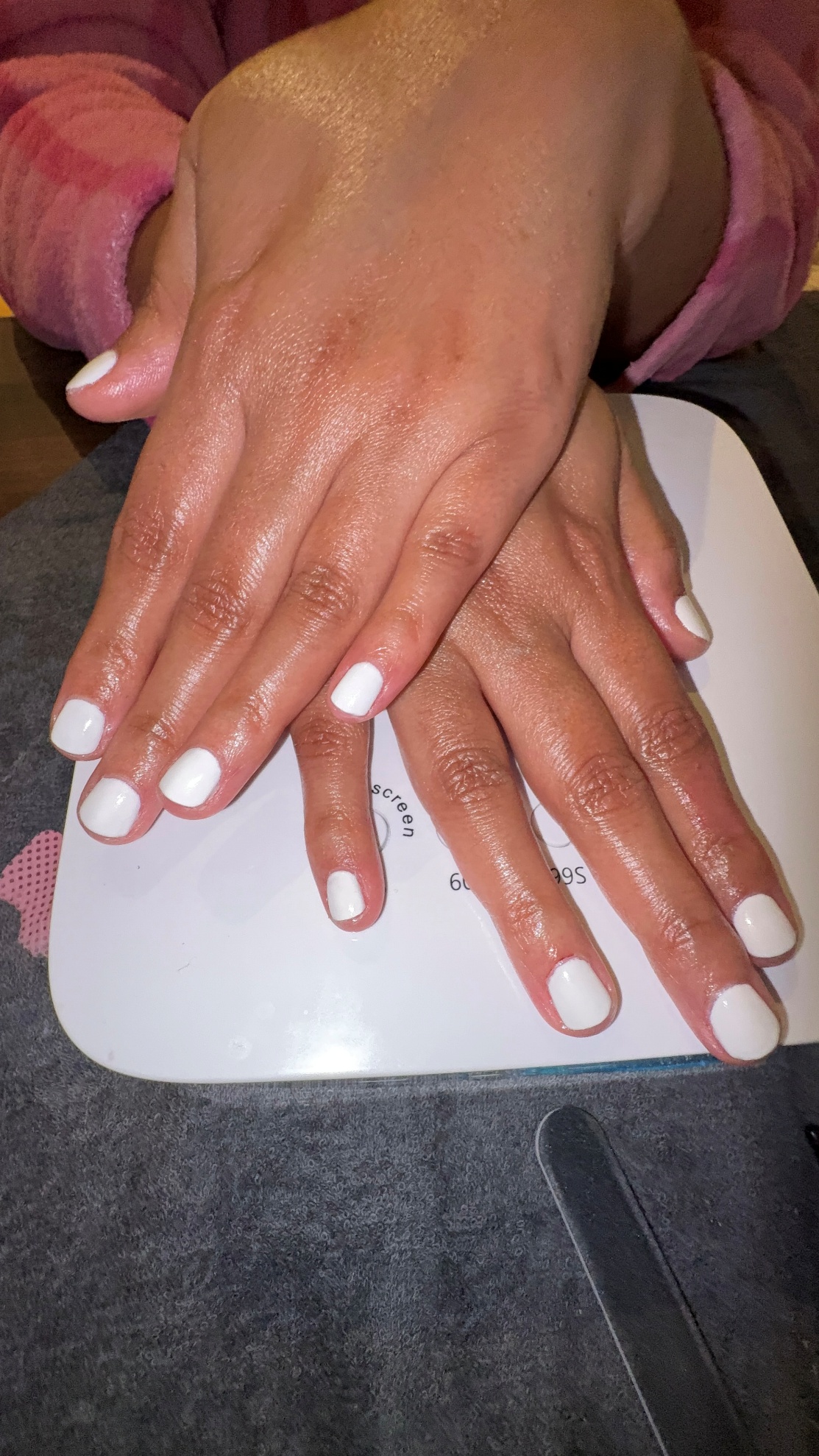 White gel polish manicure